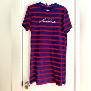Adidas 100% Striped Cotton Dress - Red